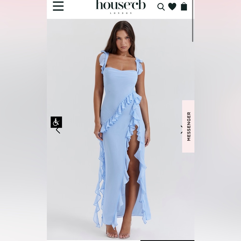 House of CB Pale Blue Ruffle Maxi Dress